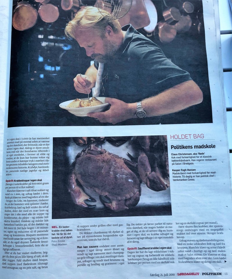 Tag Livet med Taskekrabben Politiken 21 Juli 2018 p 15